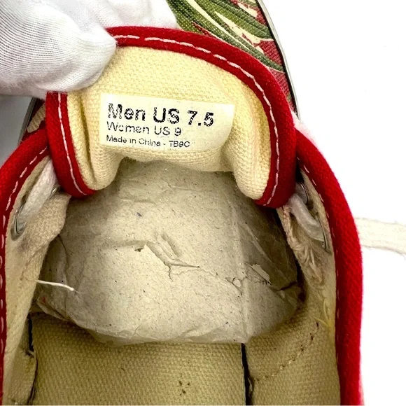 VANS VINTAGE DOREN TROPICAL SNEAKERS, RED W/HAWAIIAN FLOWERS,MENS 7.5, WOMENS 9 - Picture 8 of 10